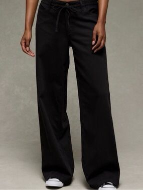 American Eagle Wide Leg Black Drawstring Pants